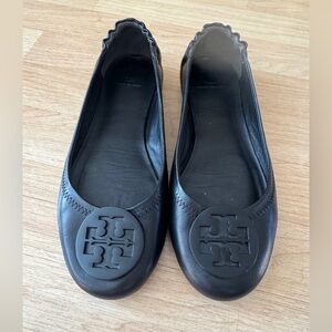 Black Tory Burch Minnie Flat, Size 9
